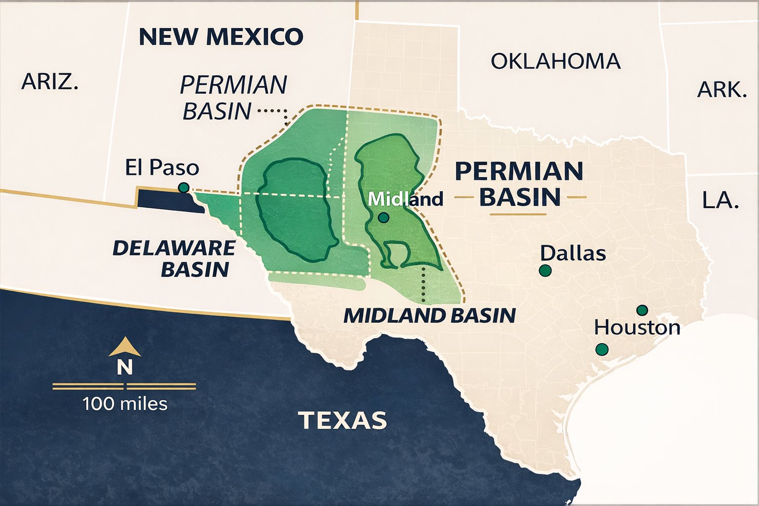 Delaware Basin map showing Legacy Gus-EFG well locations in Reeves County, Texas